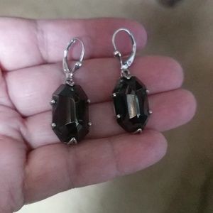 Sterling Silver D'Joy Earrings w Black Crystal